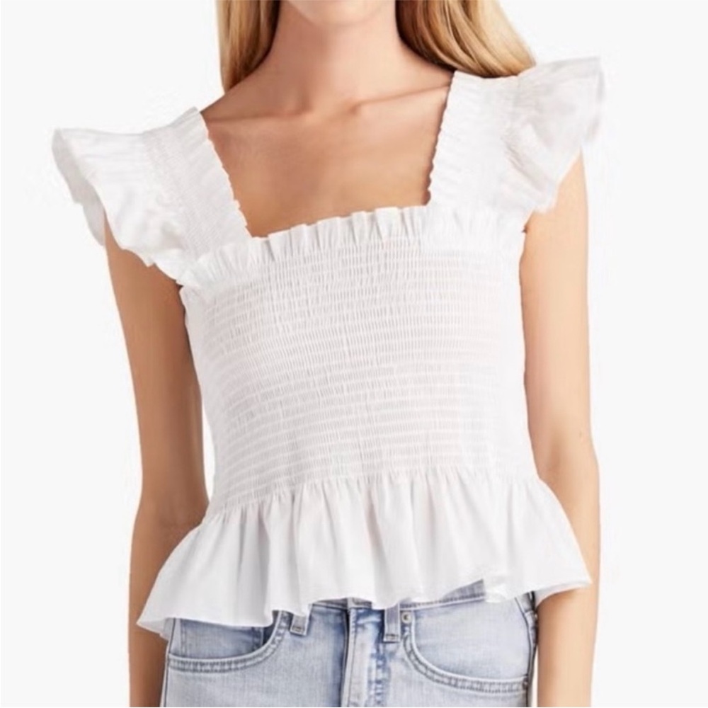 Hill House White Ruffled Smocked Paz Nap Top